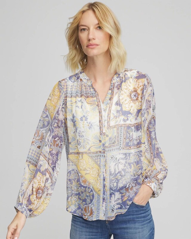 Artisanal Georgette Blouson-Sleeve Blouse - image 1